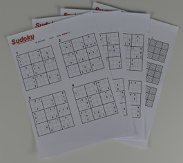Sudoku als PDF platzsparend auf 4 Blatt ausgedruckt
